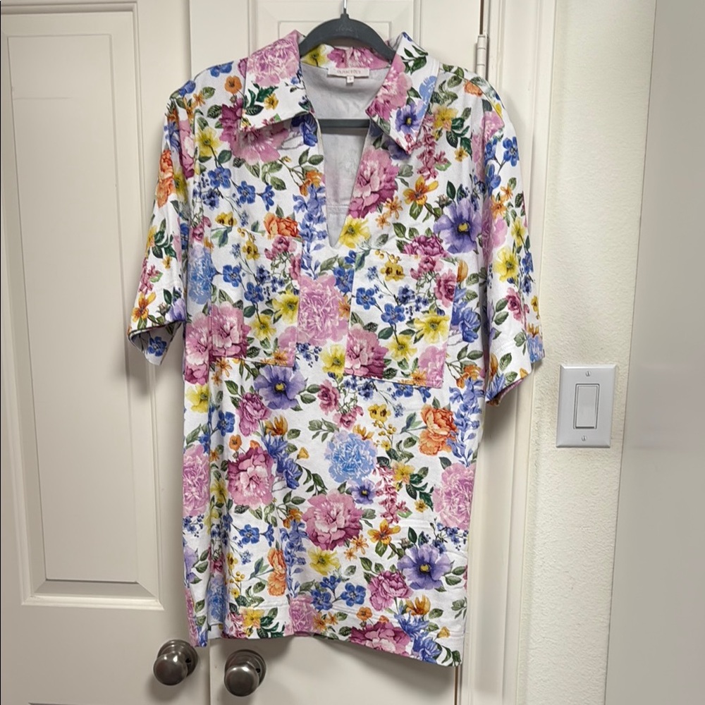 Olivaceous floral denim dress size L